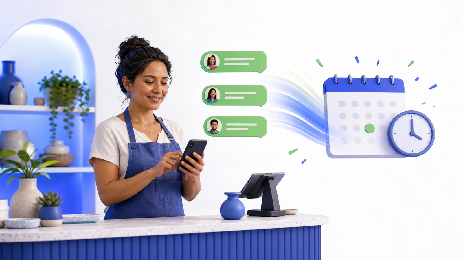 Comerciante convirtiendo conversaciones móviles en reservas confirmadas