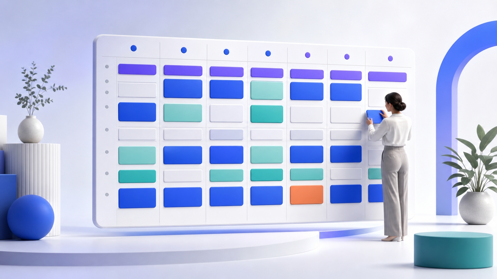 Agenda semanal organizada con citas, pausas y espacios de trabajo equilibrados